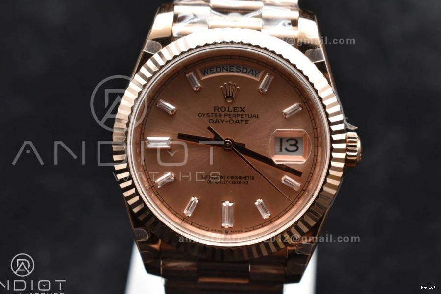 Steel Bracelet Plated 40 RG Markers V2 RG GMF President Crystal A2836 Dial DayDate 904L On 0518